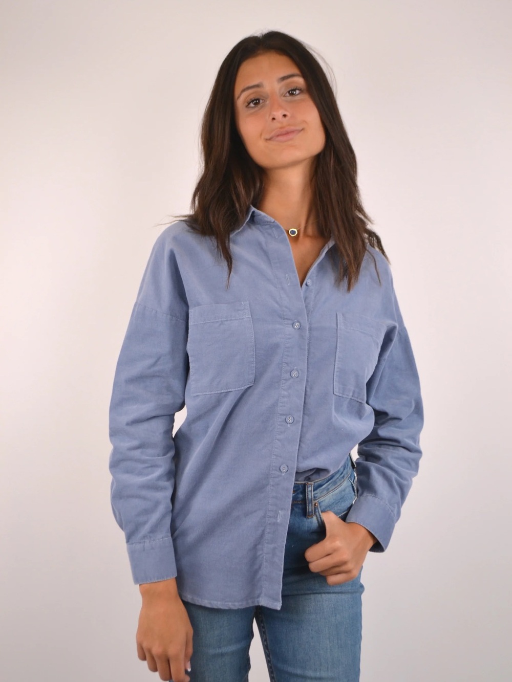 Oat New York Dusty Blue Button-Down Shirt